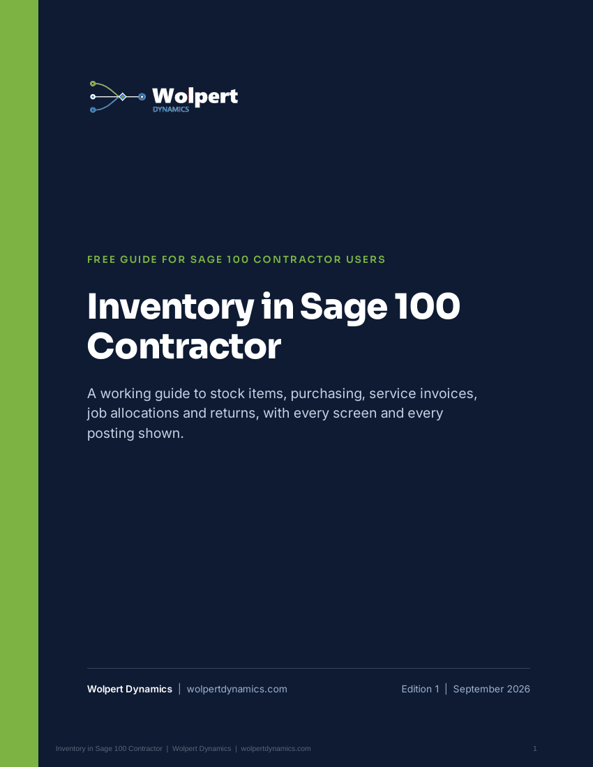 Cover of the guide Inventory in Sage 100 Contractor
