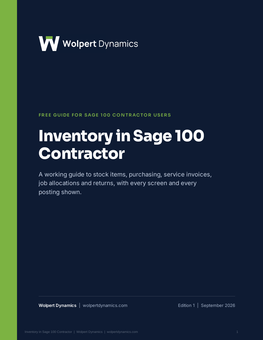 Cover of the guide Inventory in Sage 100 Contractor